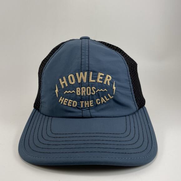 Howler Bros Tech Strapback Mesh Hat Fishing Blue Mesh Heed The Call - Picture 1 of 9